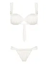 Noire Swimwear Cheeky Ruched Bikini Set In White