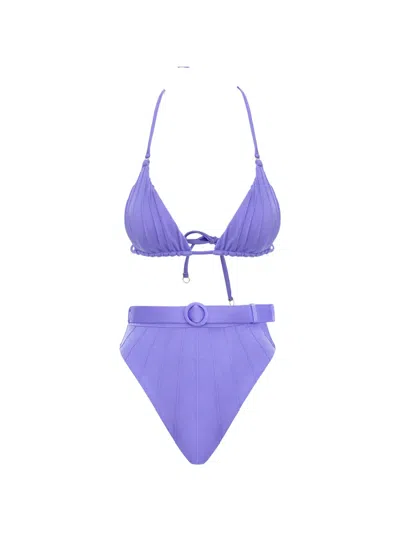 Noire Swimwear Coquillage Ribbed Bikini In Purple