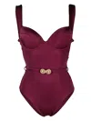 Noire Swimwear Corset-style Belted Swimsuit In Pink