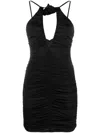Noire Swimwear Floral-appliqué Ruched Minidress In Black