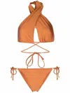 Noire Swimwear High-shine Triangle-cup Bikini Set In Orange