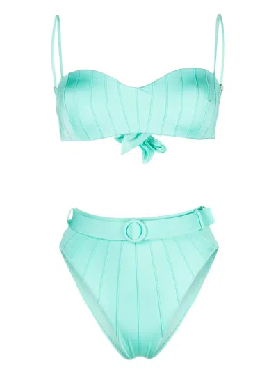 Noire Swimwear High-waist Belted Bikini Set In Blue