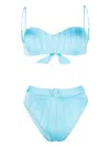 Noire Swimwear High-waist Belted Bikini Set In Blue