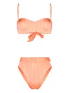 Noire Swimwear High-waist Belted Bikini Set In Orange