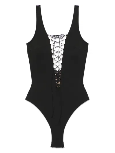 Noire Swimwear Lace-up Swimsuit In Black
