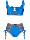 Noire Swimwear Lace-up Two-piece Bikini In Blue