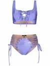 Noire Swimwear Lace-up Two-piece Bikini In Purple