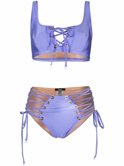 Noire Swimwear Lace-up Two-piece Bikini In Purple