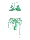 Noire Swimwear Leaf-print Bikini In Green