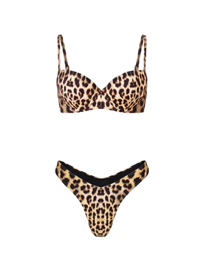 Noire Swimwear Leopard Bikini In Neutral