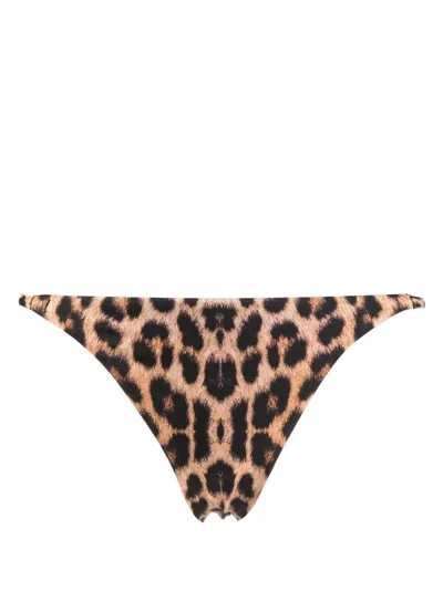 Noire Swimwear Leopard-print Bikini Bottoms In Brown