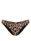 Noire Swimwear Leopard-print Bikini Bottoms In Brown