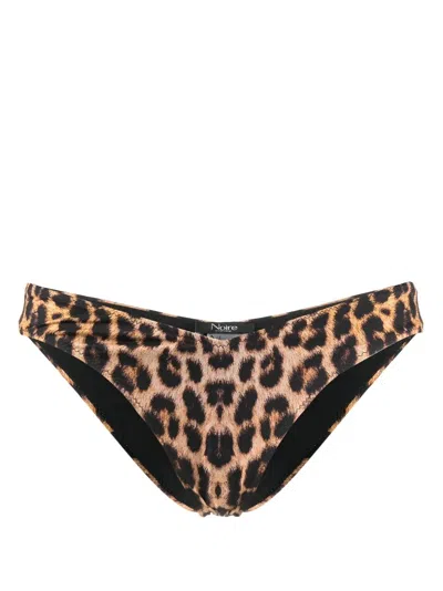 Noire Swimwear Leopard-print Bikini Bottoms In Brown