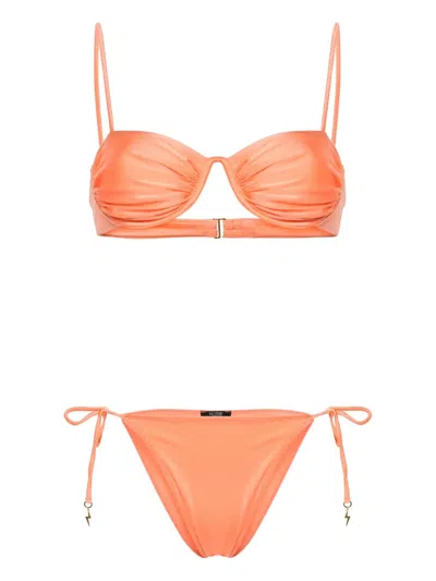 Noire Swimwear Monowire Tie-fastening Bikini In Orange