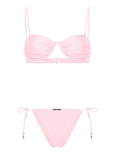 Noire Swimwear Monowire Tie-fastening Bikini In Pink