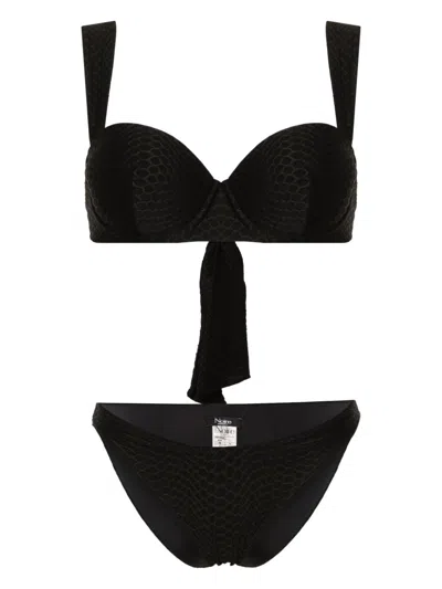 Noire Swimwear Nikki Snakeskin-effect Bikini Set In Black