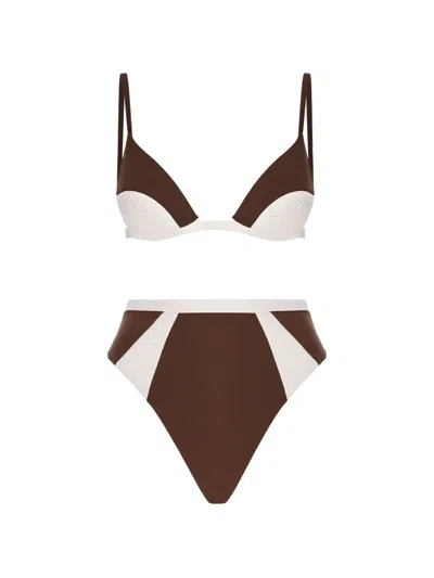 Noire Swimwear Nyra Gisele Triangle Bikini In Brown