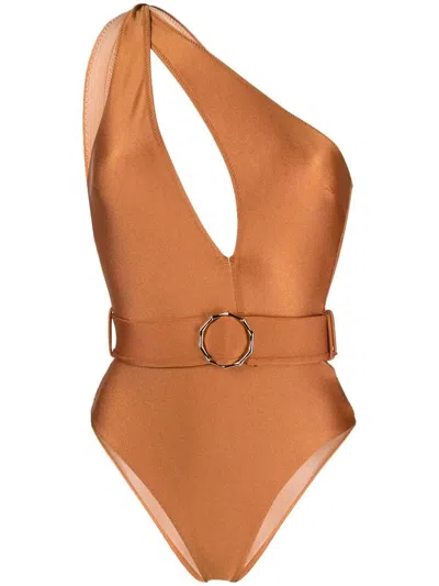 Noire Swimwear One-shoulder Swimsuit In Neutrals
