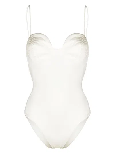Noire Swimwear Round-neck Swimsuit In White