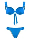 Noire Swimwear Ruched Balconette Bikini In Blue
