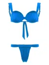 Noire Swimwear Ruched Balconette Bikini In Blue