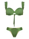 Noire Swimwear Ruched Balconette Bikini In Green