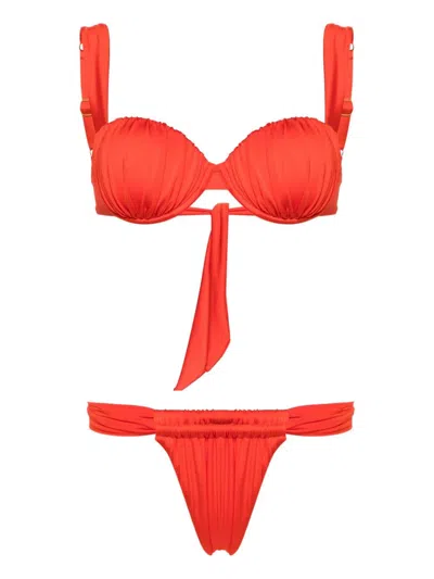 Noire Swimwear Ruched Balconette Bikini In Orange