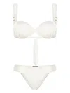 Noire Swimwear Cheeky Ruched Bikini Set In White