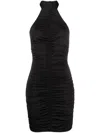 Noire Swimwear Ruched Halterneck Mini Dress In Black