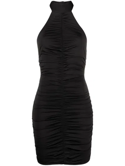 Noire Swimwear Ruched Halterneck Mini Dress In Black