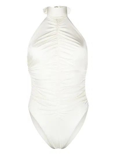 Noire Swimwear Ruched Halterneck Swimsuit In White