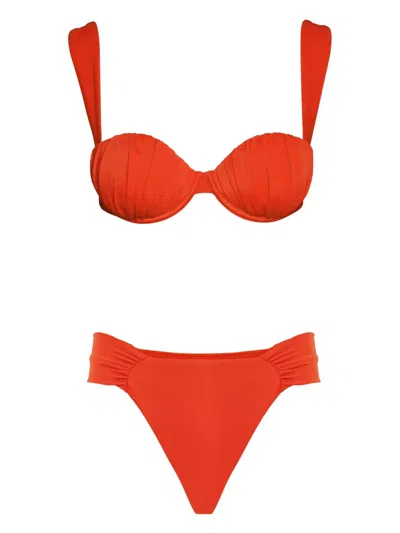Noire Swimwear Ruched Tie-fastening Bikini In Red
