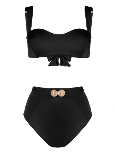 Noire Swimwear Seashell Bandeau Bikini Set In Black