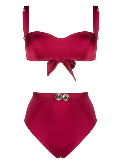Noire Swimwear Seashell Bandeau Bikini Set In Red