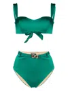 Noire Swimwear Seashell-charm Bikini Set In Green