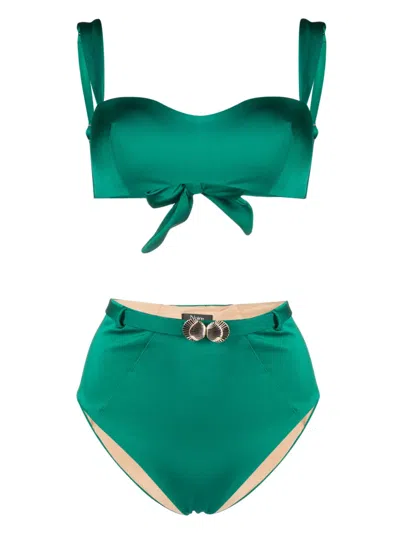 Noire Swimwear Seashell-charm Bikini Set In Green