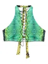 Noire Swimwear Snake-print Bikini Top In Green