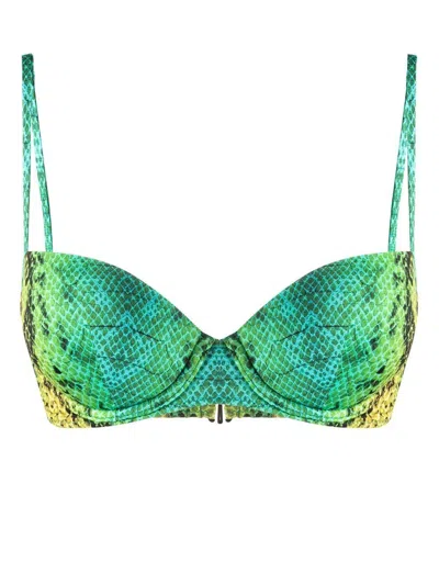 Noire Swimwear Bikinioberteil Mit Schlangen-effekt In Green