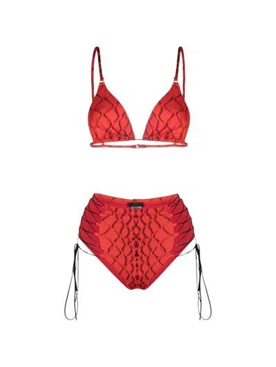Noire Swimwear Tanning Tie-side Bikini In Red