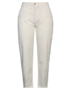 Noir'n'bleu Woman Pants Off White Size 31 Cotton, Elastane In Off White