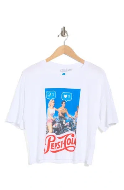 Noisy May Amy Cotton Graphic T-shirt In White Pepsi