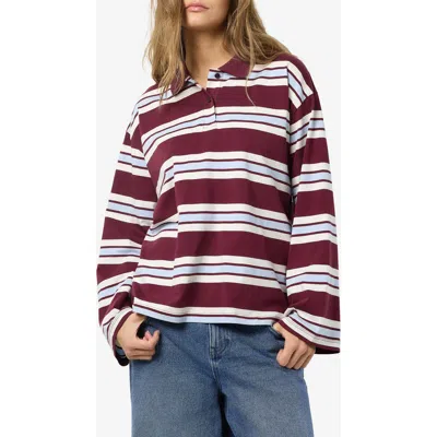 Noisy May Aura Long Sleeve Polo Shirt In Multi