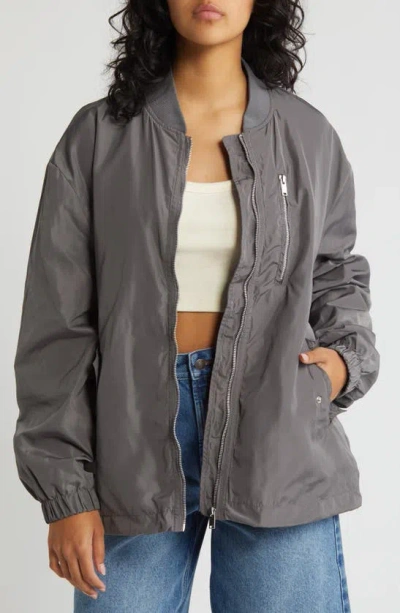 Noisy May Ava Bomber Jacket In Charcoal Gray