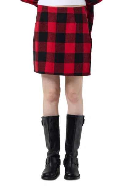 Noisy May Bea Buffalo Plaid Miniskirt In Savvy Redchecksblack And Grey
