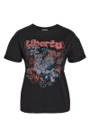 Noisy May Brandy Cotton Graphic T-shirt In Black Printliberty