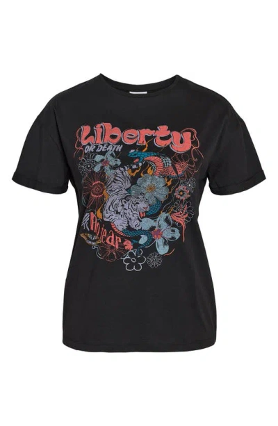 Noisy May Brandy Cotton Graphic T-shirt In Black Printliberty