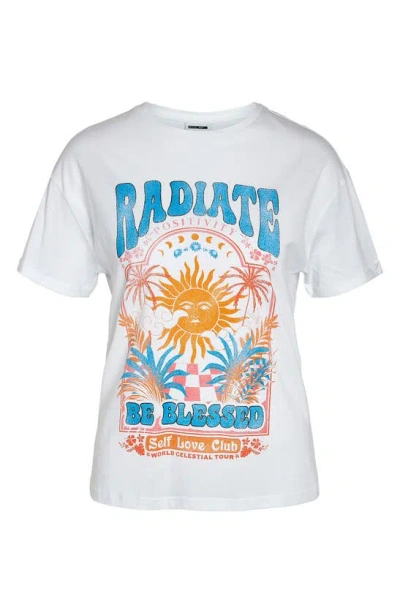 Noisy May Brandy Cotton Graphic T-shirt In Bright White Printradiate