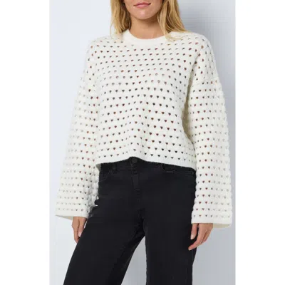 Noisy May Brandy Open Stitch Sweater In Eggnog