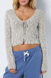 Noisy May Cassy Tie Front Cardigan In Silver Mink Detail