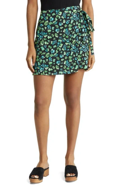 Noisy May Cate High Waist Faux Wrap Miniskirt In Green